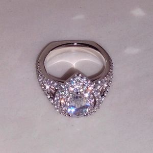 White sapphire/ Sterling silver ring